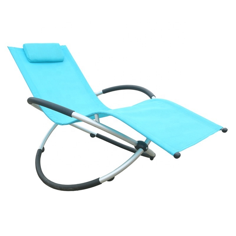 Indoor Outdoor Folding Zero Gravity Rocking Chair Patio Pool Sunbathing Beach Lawn Lounge Recliner chair with pillow