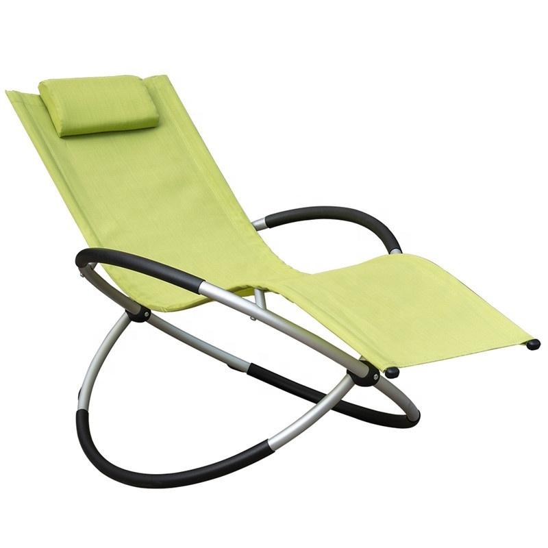 Indoor Outdoor Folding Zero Gravity Rocking Chair Patio Pool Sunbathing Beach Lawn Lounge Recliner chair with pillow