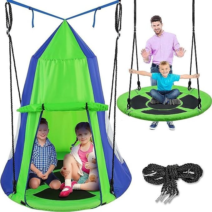 Swivel  Hanging Play Tent Tree Straps Hang out for Kids  Indoor Outdoor Flying Saucer Floating Platform Swing