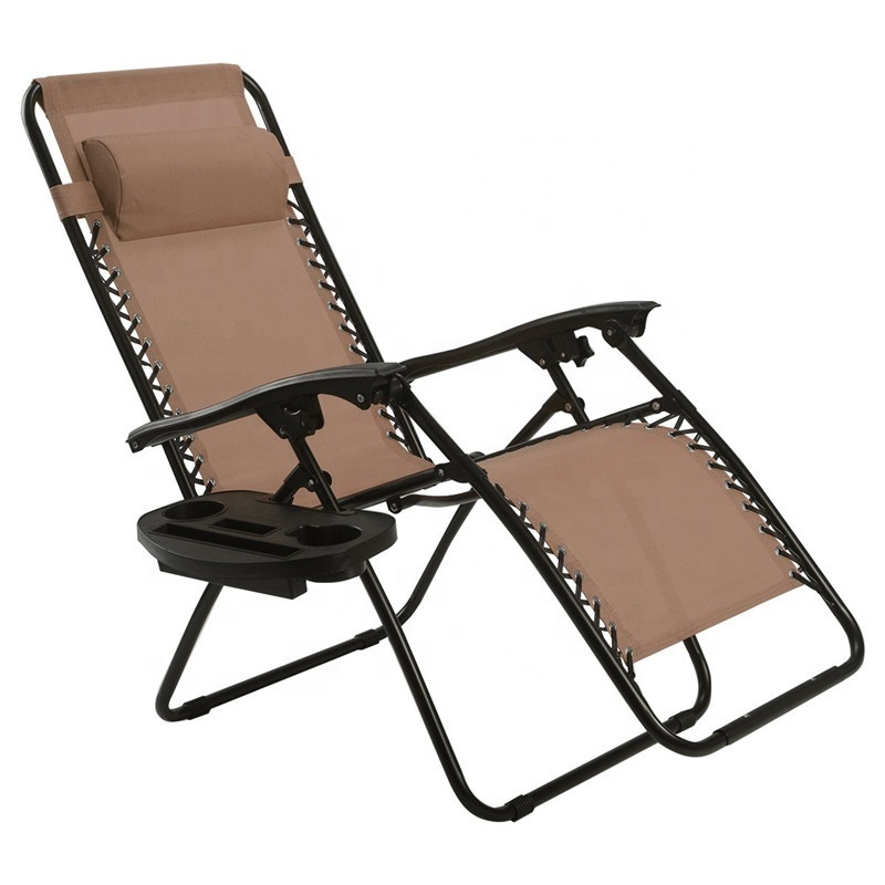 Cheap Beach Folding Recliner Zero Gravity Lounge Chair with Cup Holder