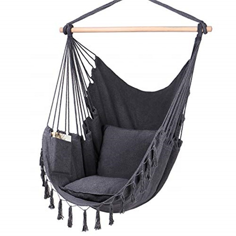 Patio Outdoor Large Hanging Macrame Hammock Swing Chair with Pocket