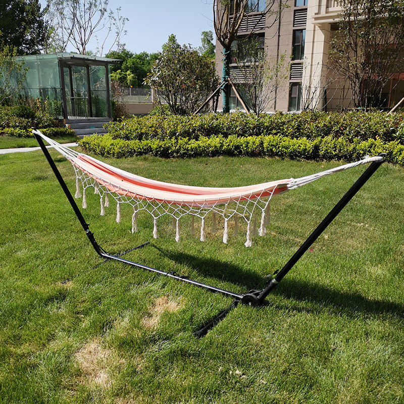 Double Hammock 2 Person Load Capacity 600Pound Canvas Cotton Hammock for Patio Porch Garden Backyard Lounging Outdoor and Indoor