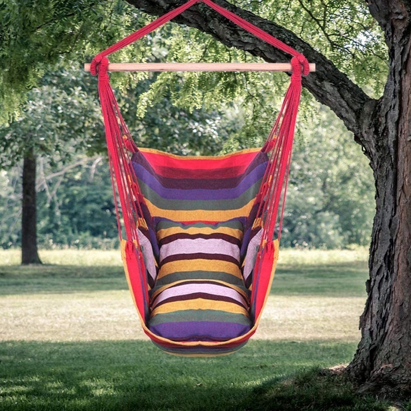 Indoor And Outdoor Rainbow Hanging Hammock Swing Chair For Yard Lawn Patio Porch Bedroom