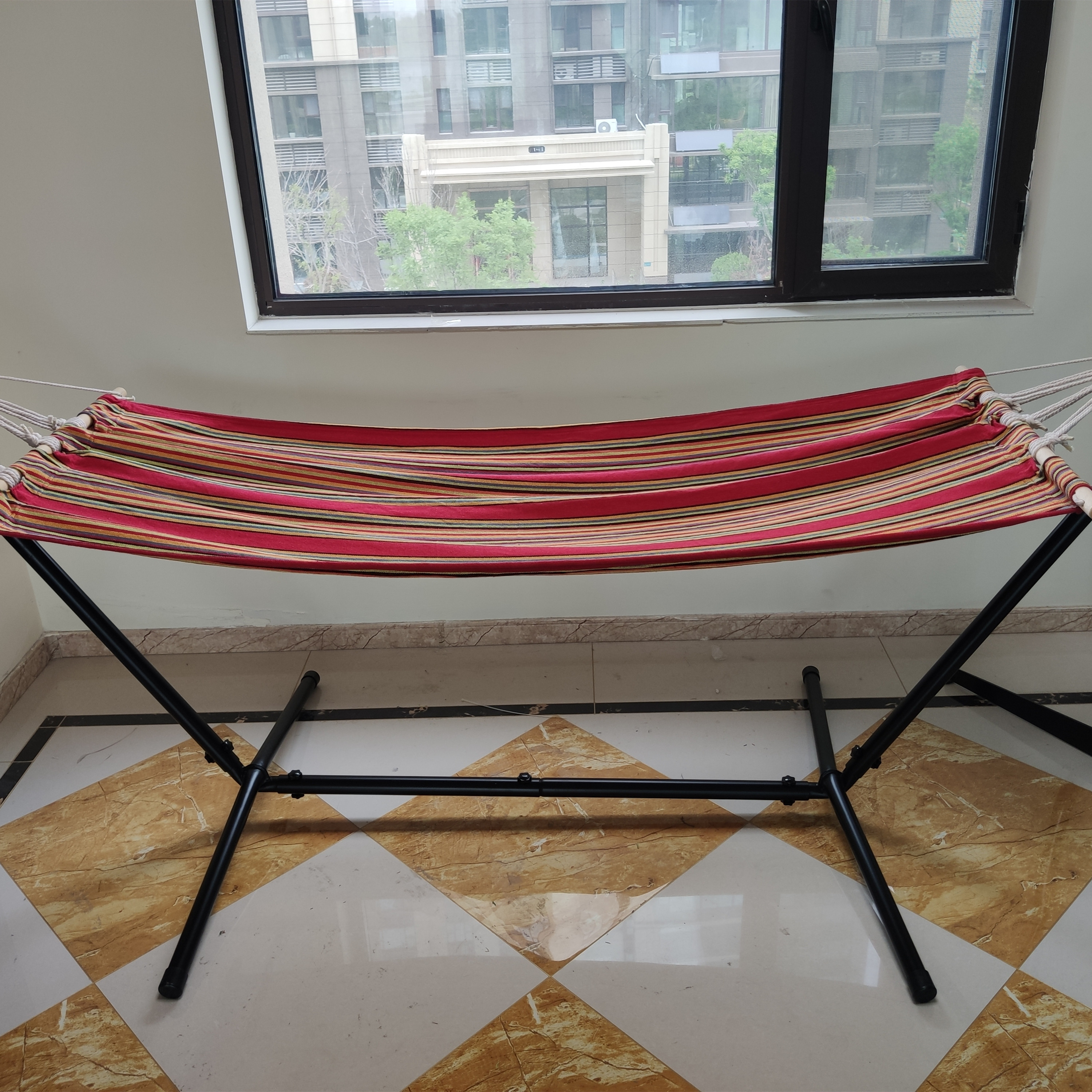 Hammock outdoors room swings indoor Stainless steel pipe hammock black stand