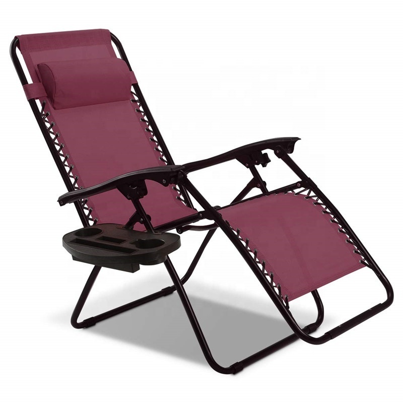 Outdoor Zero Gravity Folding Lounge Chair with Pillow and Cup Holder