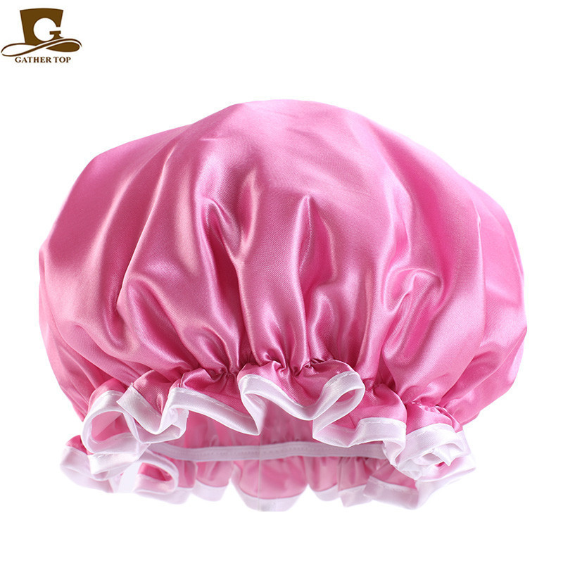 Hot sale waterproof cap bathroom double layer plastic rain shower laundry hat bonnet women bonnet wholesale