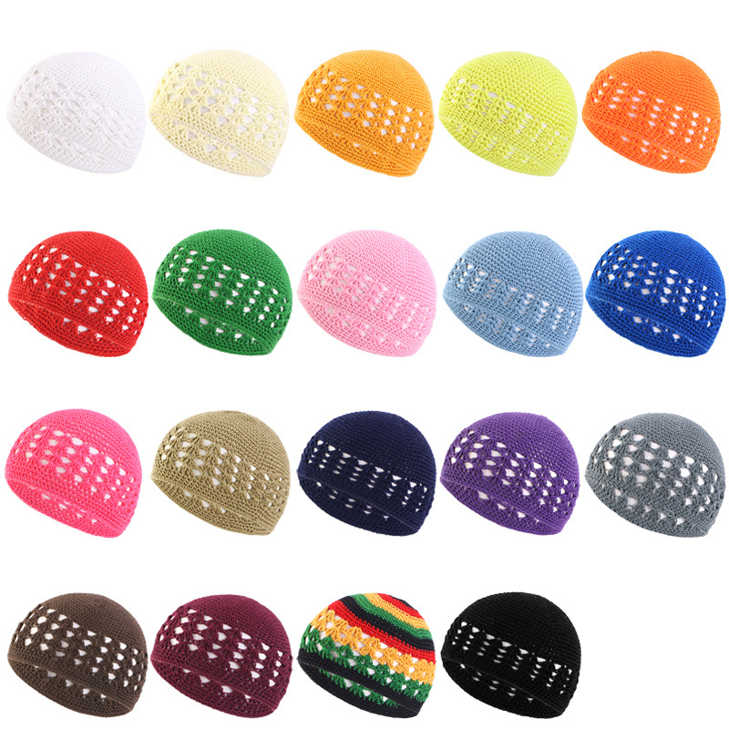 Wholesale Custom Logo Hair Accessories Gathertop Hair Snood Kufi Hat Knit Kufi Caps Crochet Beanie Kufi Hat For Men Women