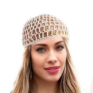 Wholesale Multi Color Sleeping Hair Net Hat Bun Cover Women Crochet Snood Hat Polyester Hair Net