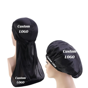 Customize Hot Sale Plain Silky Women Daily Life Bonnet and Men Durag Matching Couple Du Rag Sets