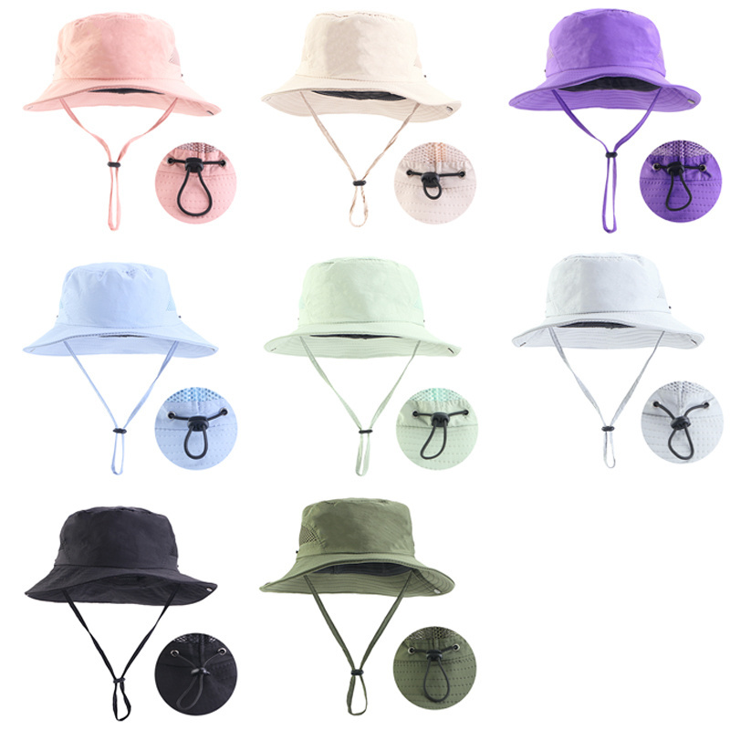 Wholesale Custom Adjustable Waterproof Breathable Polyester Hat With Elastic Strap Bucket Fishing Hiking Boonie Hat For Adult