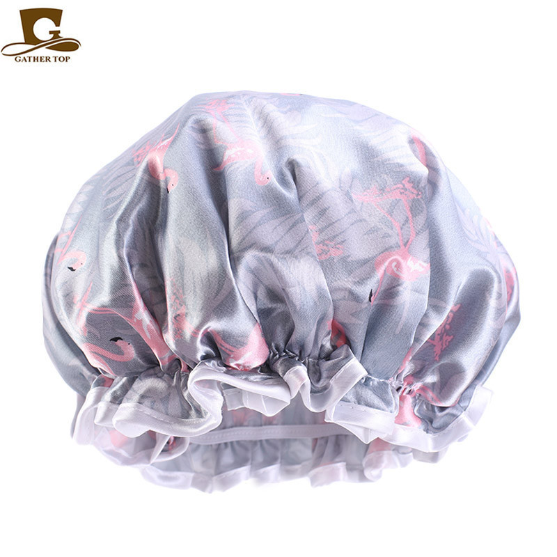 Hot sale waterproof cap bathroom double layer plastic rain shower laundry hat bonnet women bonnet wholesale