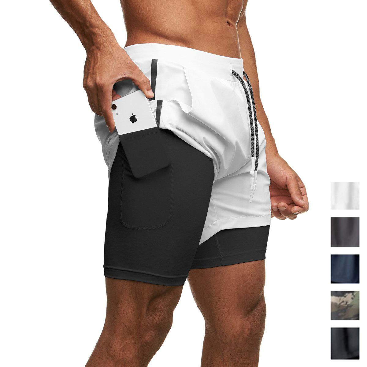 Wholesale Hot Sweatpants Tech-Gym Double Sweat Shorts Workout Waterproof Men's Shorts With Pocket