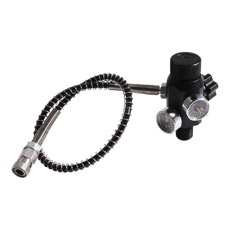 GTour Paintball Transfer Valve PCP CO2 Tank Valve M18*1.5 High Pressure Hose Double Gauge Big to Small