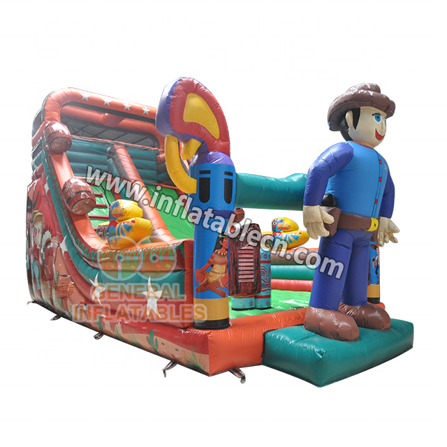 2020 New Western cowboy slide best design Inflatable Jump Bouncer Castle Slip and Slide