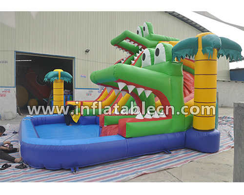 china water slide  High Quality water pool Inflatable animal Crocodile water park game pool and slide  for party rental