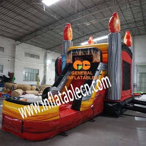 Inflatable Flame Monster Truck Wet/Dry Combo Water Slide For Sale