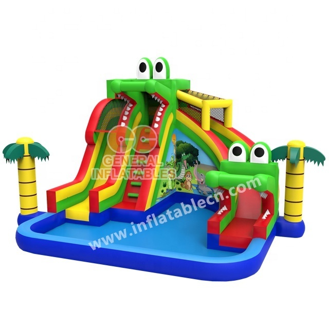 china water slide  High Quality water pool Inflatable animal Crocodile water park game pool and slide  for party rental