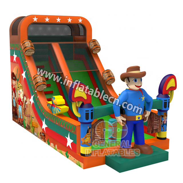 2020 New Western cowboy slide best design Inflatable Jump Bouncer Castle Slip and Slide