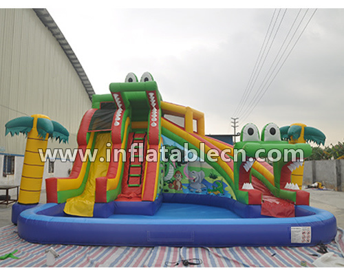 china water slide  High Quality water pool Inflatable animal Crocodile water park game pool and slide  for party rental