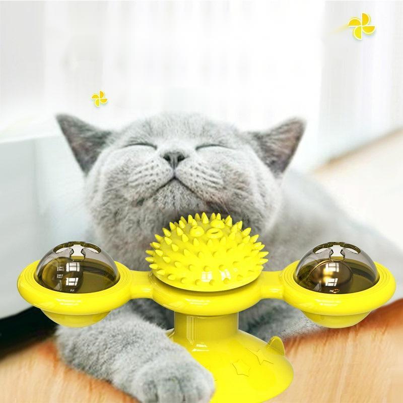 2024 pre-sale Cat Windmill Toys Scrubs Hair Scratcher Light Up Rotating Scratching Spring Cat Carousel Toy