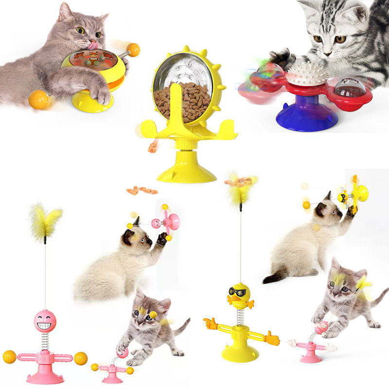 2024 pre-sale Cat Windmill Toys Scrubs Hair Scratcher Light Up Rotating Scratching Spring Cat Carousel Toy