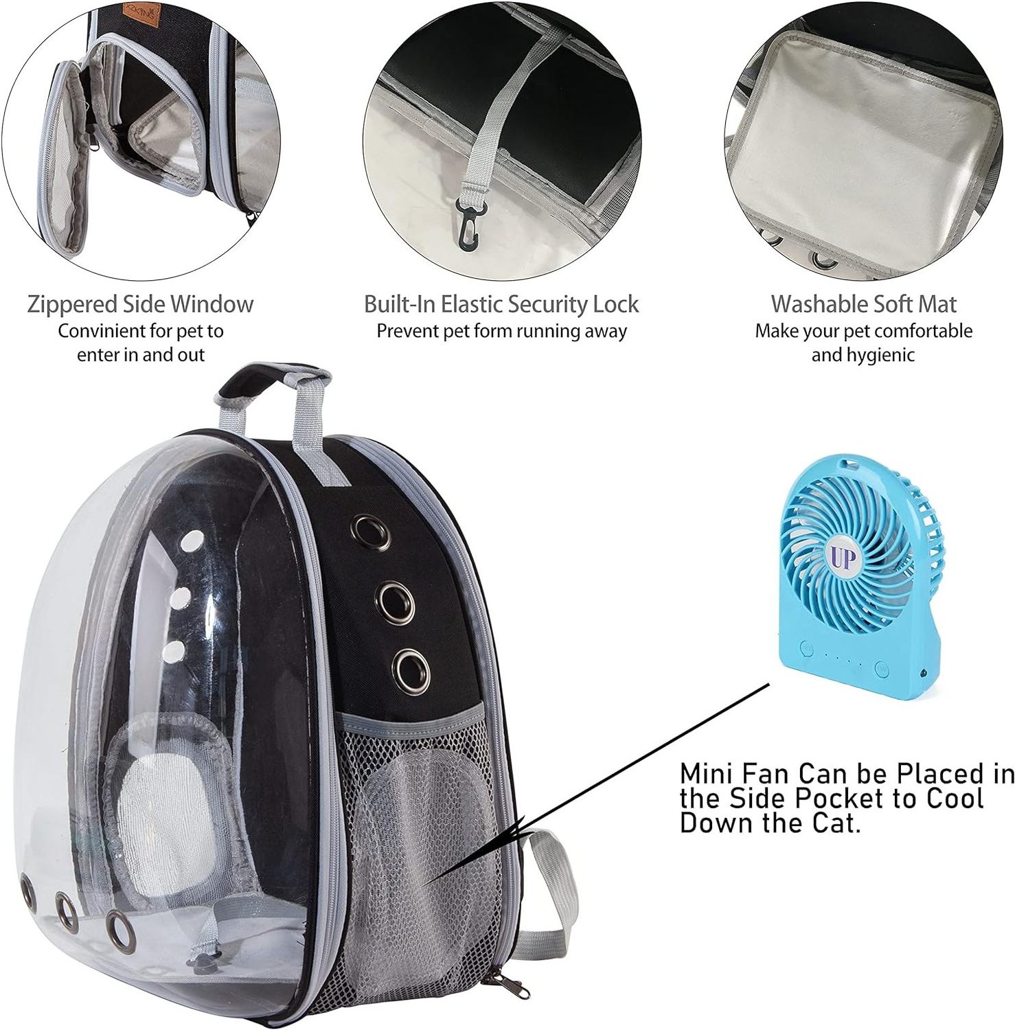 Cat Backpack Carrier Bubble Bag, Transparent Space Capsule Pet Carrier Dog Hiking Backpack Airline Approved Travel Carrier