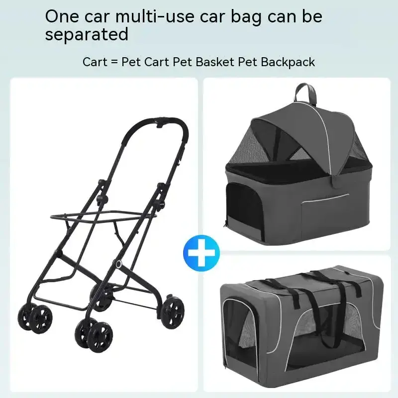 Foldable 3 in 1 Pet Stroller Double Layer Pet Carrier Bag Dog Stroller