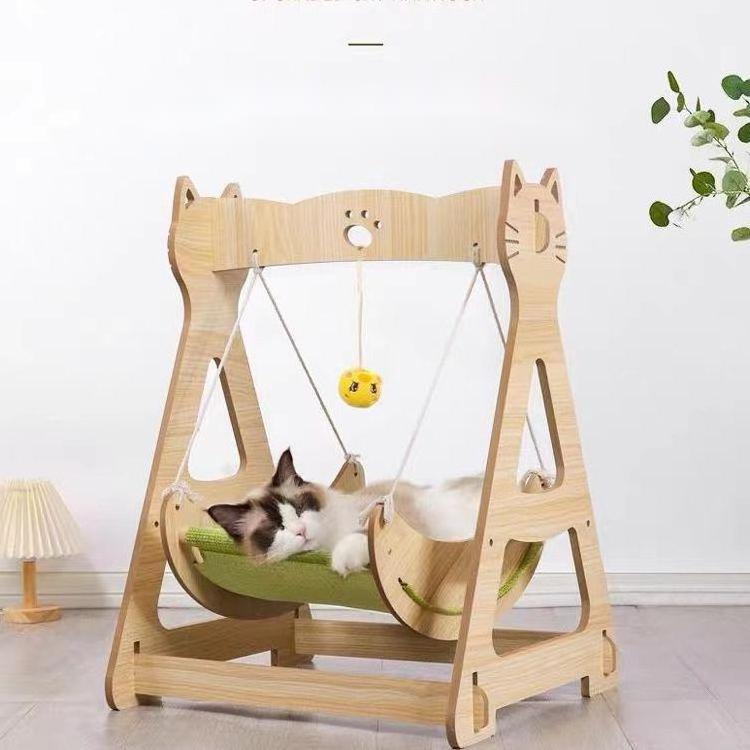 Hammock Cat Swing Pet Rocker Hanging Basket Hanging Nest Cat Lounger 2024 Pre-sale Wooden Wooden House Wood Cats&dogs CN;TIA