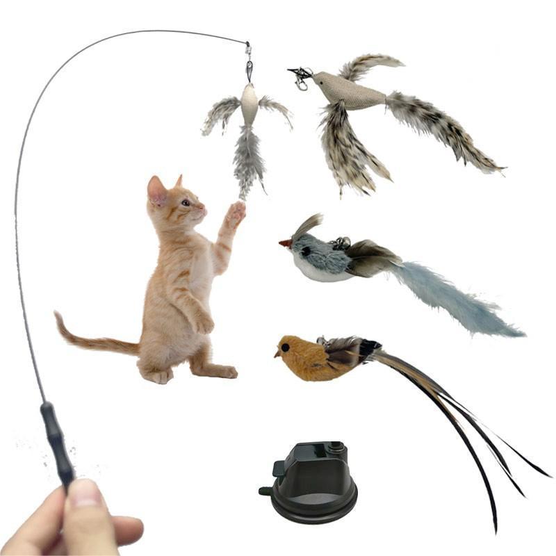 High Quality Interactive Pet Cat Feather Teaser Stick Toys Fairy Cat Wand Toy For Indoor Cats Playing