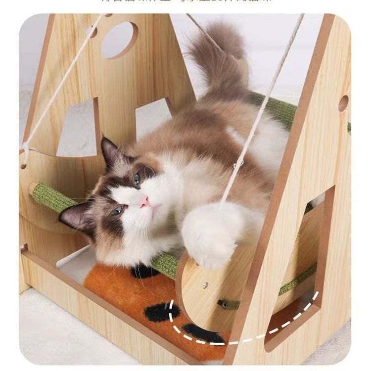 Hammock Cat Swing Pet Rocker Hanging Basket Hanging Nest Cat Lounger 2024 Pre-sale Wooden Wooden House Wood Cats&dogs CN;TIA