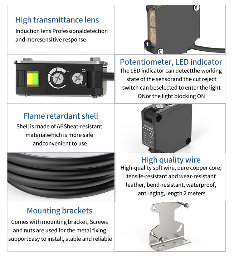 GTRIC photoelectric proximity sensor E3JK 24VDC relay output light diffusion infrared square optical photoelectric sensor switch