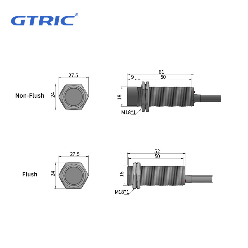 GTRIC M18 capacitive proximity switch 220VAC sensor 10mm adjustable sensing distance capacitive proximity sensor