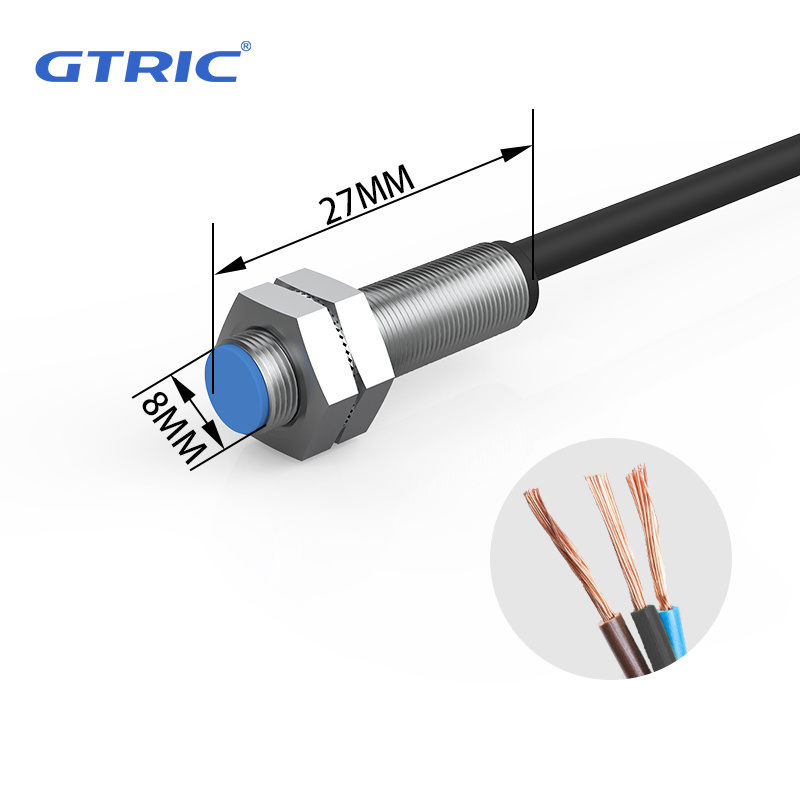 GTRIC M8 series Magnetic Proximity Switch Ip67 3 wire 10-30V NPN PNP Hall Magnetic reed Proximity switch Sensor