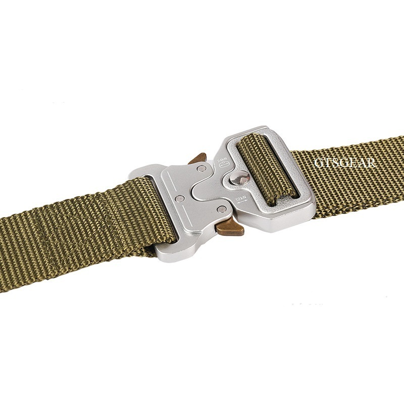 BL41 Silver Snake Buckle Nylon Tactical Belt Outdoor Sports Simple Canvas Belt Hiking Training Versatile Casual Men's Belt