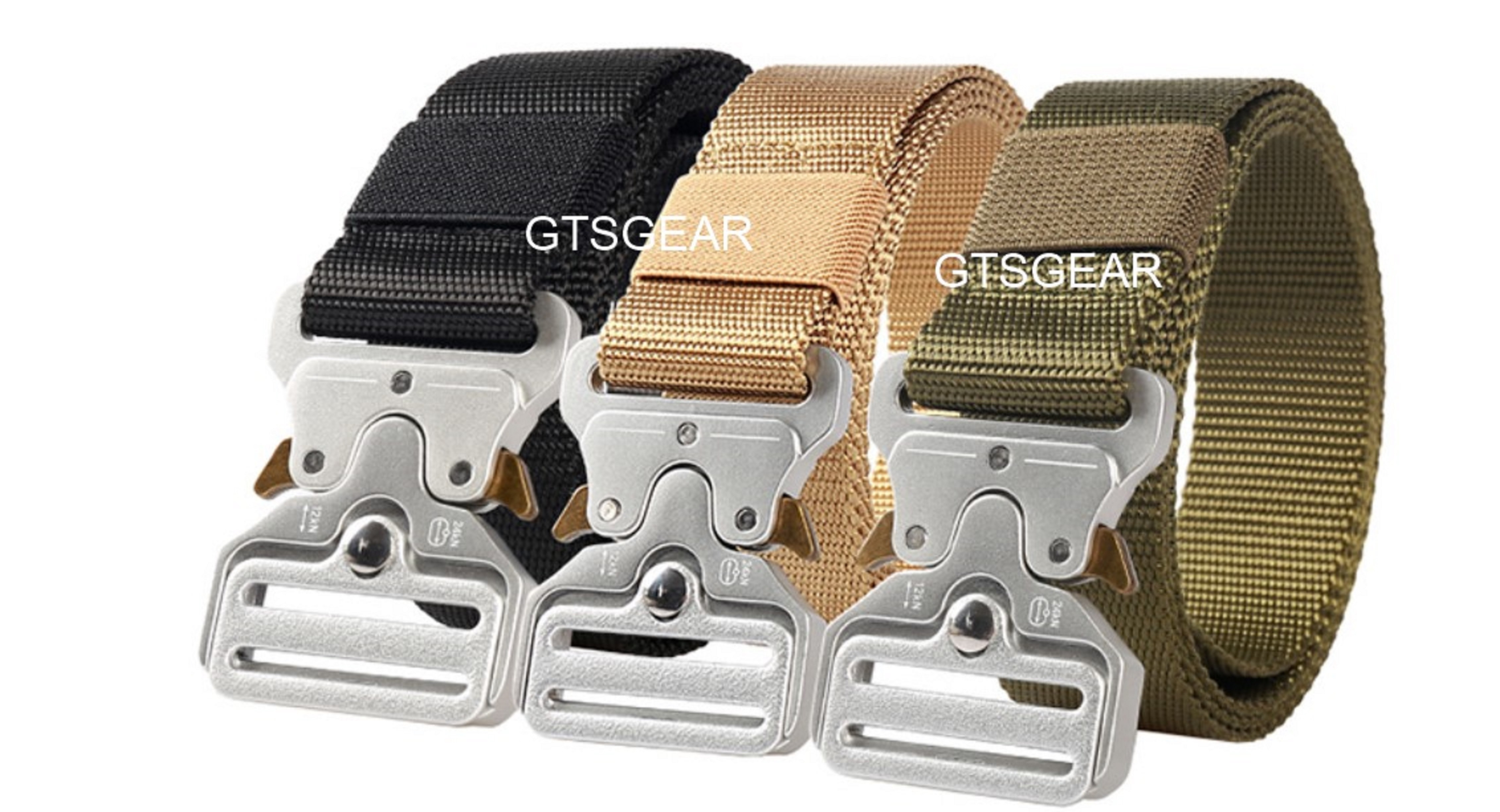 BL41 Silver Snake Buckle Nylon Tactical Belt Outdoor Sports Simple Canvas Belt Hiking Training Versatile Casual Men's Belt