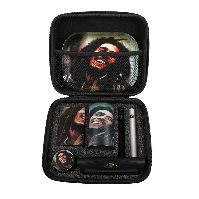 Gunter New Arrival Herb Grinder Stash Jar Smoking Set Grinder Kit Custom Logo Pattern Rolling Tray Kits