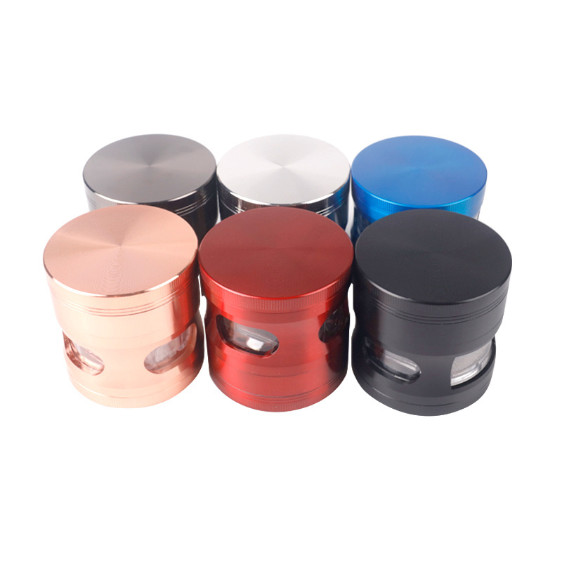 Smoking Accessories Gunter Cool Zinc Alloy Cigarette Herb Grinder Portable Customer Size Tobacco Grinder With Windows