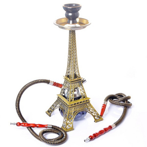 Eiffel Tower Hookah Hubbly Bubbly Hookah 2 Pipe Lacquer Double Hose Hookah Shisha Set with Wholesale Price