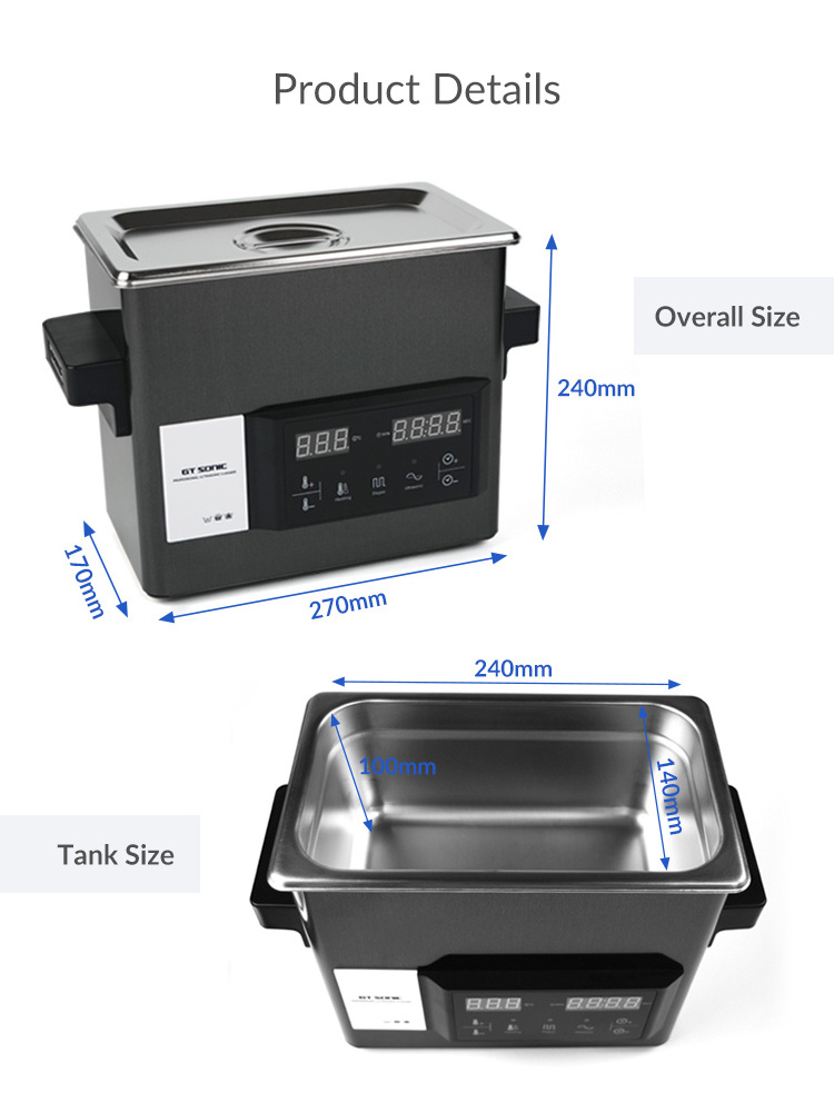 Gt Sonic-S3 3L 100W 40Khz Fuel Injector Ultrasonic Bath Cleaner Dpf Cleaning Machine Ultrasonic Cleaner