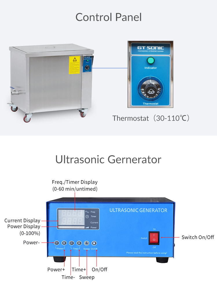 GT SONIC  28kHz 1200W Ultrasonic Cleaner 77L Industrial Ultrasoning Machine