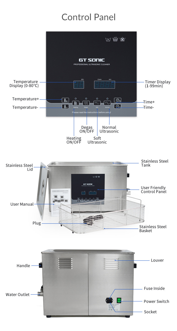 GT SONIC-D20 NEW GT SONIC 20L Ultra Sonic Cleaning Machine With Degas