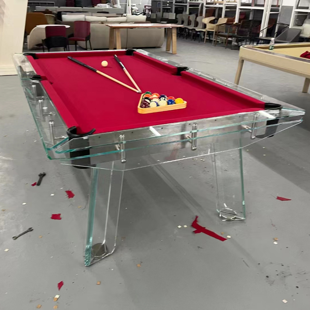 Wholesale high quality standard luxury modern design 7ft 8ft 9ft crysta glass pool billiard table