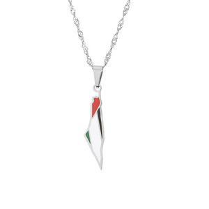 Hot sale retro ethnic Israel and Palestine map pendant stainless steel necklace cheap jewelry wholesale for men