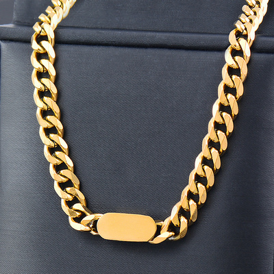 Joyeria Wholesale 18k Gold Plated Stainless Steel Jewelry Cuban Link Chain Necklace