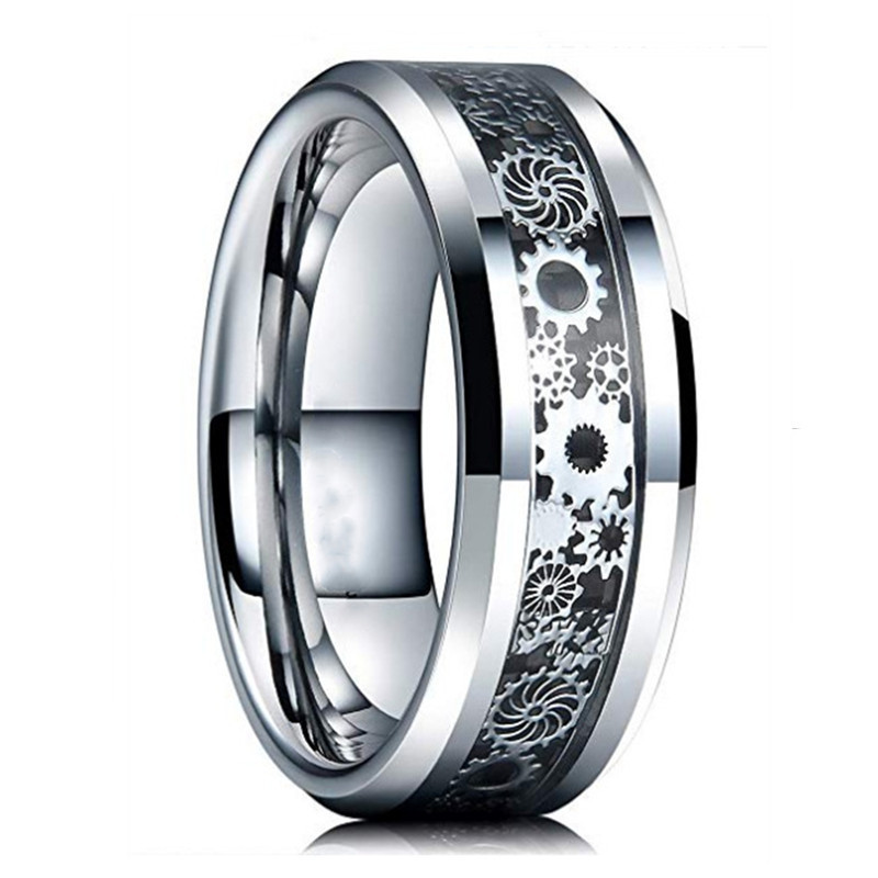 Dedeira De Ouro Anel  Stainless Steel Gear Design Personality Ring Anillo De Acero Inoxidable Design Red Black Ring