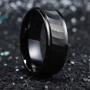 New Fashion Cut Pattern Men's Ring Simple Temperament Black Stainless Steel Ring For Men Jewelry Gift