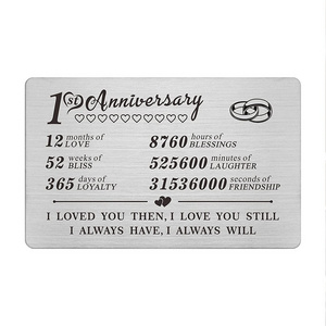 Wallet Insert Card Gifts for Couple Valentine Anniversary Stainless Steel Gift Card For Lover 1st 20th 30th anniversary card