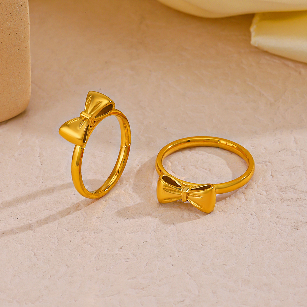 Anillo de titanio para mujer Delicate bow stainless steel ring gold plated INS spot popular fine ring wedding gift ring