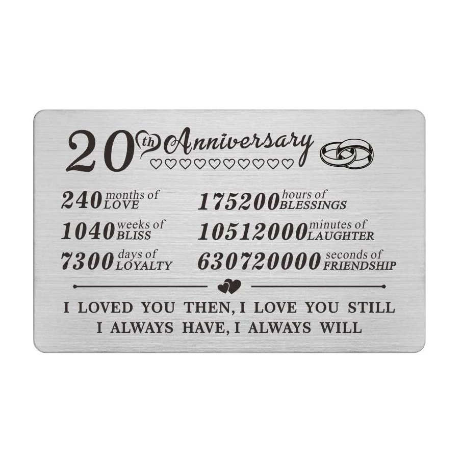 Wallet Insert Card Gifts for Couple Valentine Anniversary Stainless Steel Gift Card For Lover 1st 20th 30th anniversary card