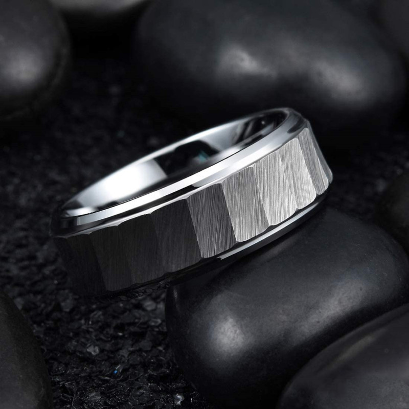 New Fashion Cut Pattern Men's Ring Simple Temperament Black Stainless Steel Ring For Men Jewelry Gift